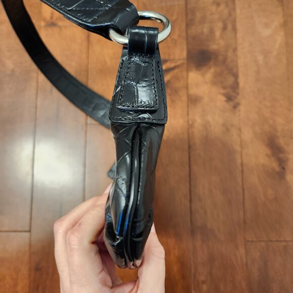 Danier black leather croc-effect geniune leather shoulder bag - Picture 9 of 12
